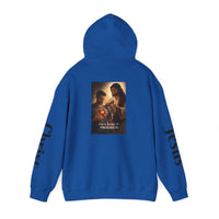 Load image into Gallery viewer, Male "I'm a Work in Progress" Jesus &amp; Sacred Heart Pullover Hoodie