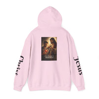 Load image into Gallery viewer, Male "I'm a Work in Progress" Jesus &amp; Sacred Heart Pullover Hoodie