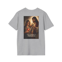 Load image into Gallery viewer, Female 'I'm a Work in Progress' Sacred Heart Jesus Graphic T-Shirt