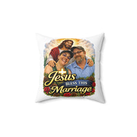 Load image into Gallery viewer, Jesus Bless This Marriage Pillow – Personalized Christian Decorative Throw Pillow