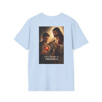 Load image into Gallery viewer, Male 'I'm a Work in Progress' Sacred Heart Jesus Graphic T-Shirt