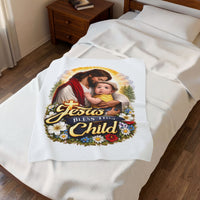Load image into Gallery viewer, Jesus Bless This Child Velveteen Blanket — Soft Plush Baby Throw