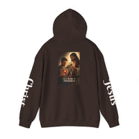 Load image into Gallery viewer, Male "I'm a Work in Progress" Jesus &amp; Sacred Heart Pullover Hoodie
