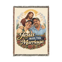 Load image into Gallery viewer, Jesus Bless This Marriage Woven Blanket — Faithful Wedding &amp; Anniversary Throw