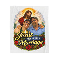 Load image into Gallery viewer, Jesus Bless This Marriage Velveteen Plush Blanket — Religious Wedding &amp; Anniversary Gift