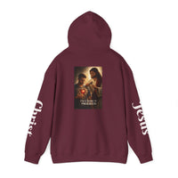 Load image into Gallery viewer, Male "I'm a Work in Progress" Jesus &amp; Sacred Heart Pullover Hoodie