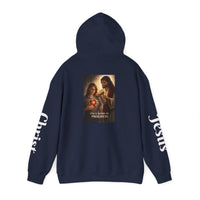 Load image into Gallery viewer, Female "I'm a Work in Progress" Jesus &amp; Sacred Heart Pullover Hoodie