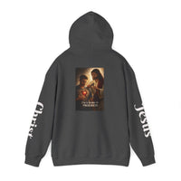 Load image into Gallery viewer, Male "I'm a Work in Progress" Jesus &amp; Sacred Heart Pullover Hoodie