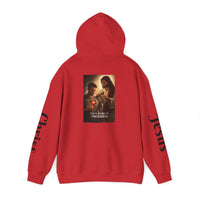 Load image into Gallery viewer, Male "I'm a Work in Progress" Jesus &amp; Sacred Heart Pullover Hoodie