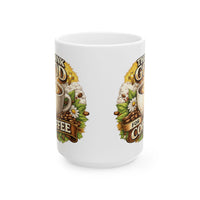 Load image into Gallery viewer, Thank God for Coffee Ceramic Mug (11oz, 15oz) — Religious Inspirational Coffee Cup