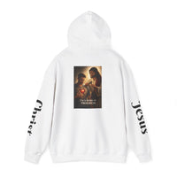 Load image into Gallery viewer, Male "I'm a Work in Progress" Jesus &amp; Sacred Heart Pullover Hoodie