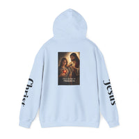 Load image into Gallery viewer, Female "I'm a Work in Progress" Jesus &amp; Sacred Heart Pullover Hoodie