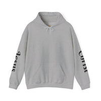 Load image into Gallery viewer, Male "I'm a Work in Progress" Jesus &amp; Sacred Heart Pullover Hoodie